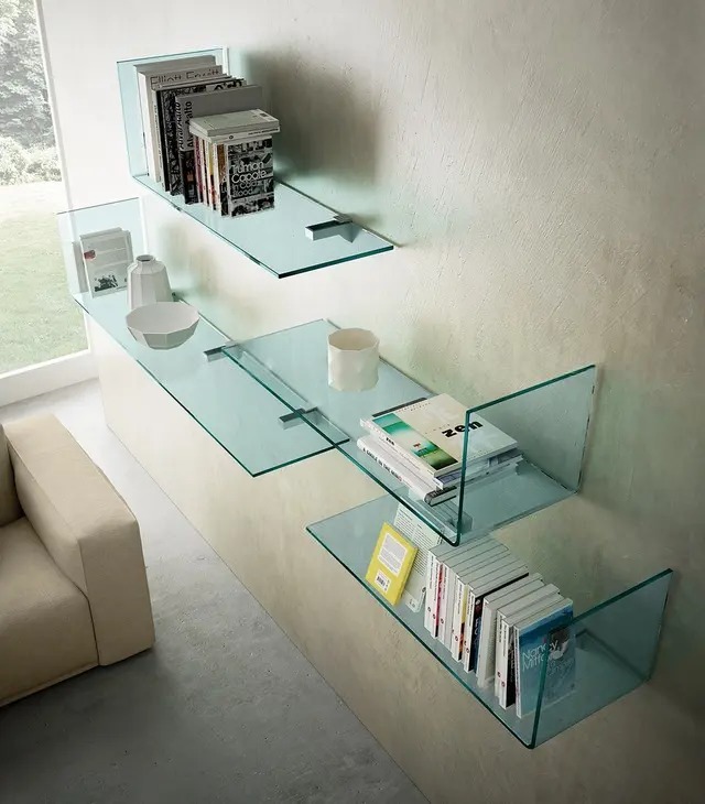 شلف دیواری شیشه خم