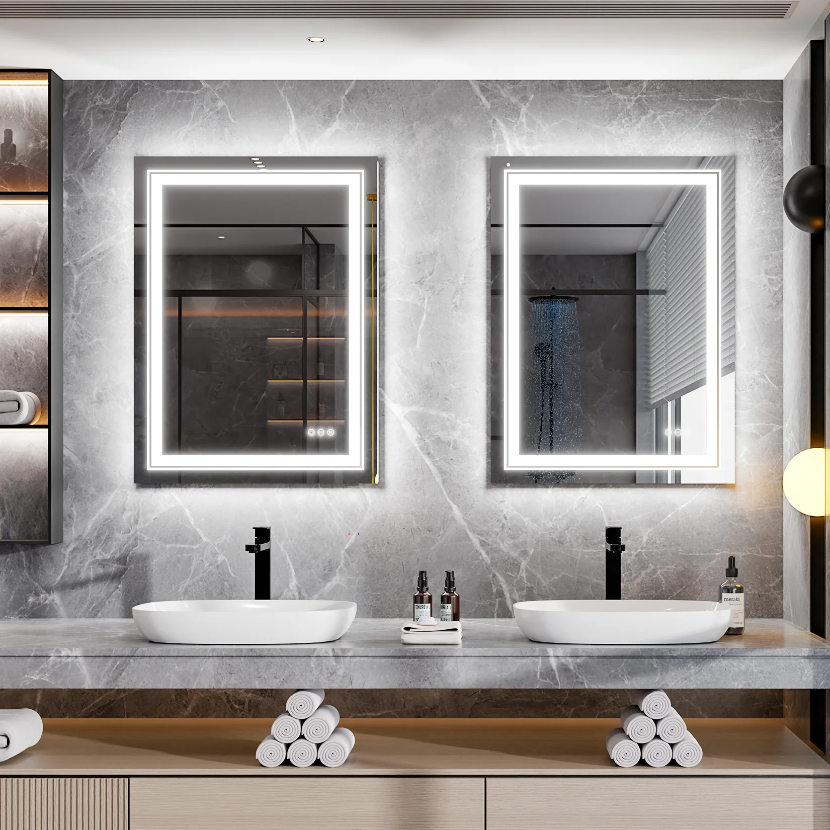 آینه بکلایت دکوراسیون داخلی سرویس بهداشتی